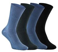 Rainbow Socks - Premium Women Men Diabetic Non-Binding Loose Socks - 4 Pairs - Jeans Graphite Marine Black - Size 6,5-8