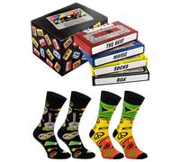 Rainbow Socks - Reggae Socks Music Box - 2 Pairs Of Music Socks In A Cassette Tape - Gift For A Fan Of Reggae Music - Music Gadget For Her And Him-Size 12-14