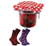 Rainbow Socks - Strawberries and Blueberries Socks in Jar Funny Gift Idea - 2 Pairs - Size 4-7