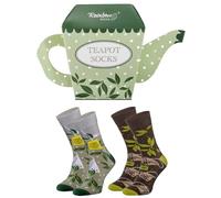 Rainbow Socks - Teapot Socks - Women Men Novelty Gift for Tea fans - Teapot Socks Box - 2 Pairs - Size 4-7