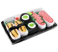 Rainbow Socks - Woman Man Sushi Socks Box Tamago Salmon Cucumber Maki - 3 Pairs - Size 7,5-11