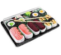 Rainbow Socks - Woman Man Sushi Socks Box Tamago Tuna 3x Maki - 5 Pairs - Size 4-7