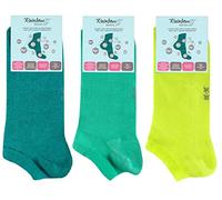 Rainbow Socks - Women Cotton Low-Cut Business Premium Socks with Silver Ions Yarn - 3 pairs - dark sea-green turquoise light olive - Size 4-6
