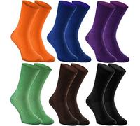 Rainbow Socks - Women Men Antibacterial Diabetic Non Elastic Loose Socks - 6 Paar - Orange Chaber Violett Green Brown Black - Size 10-11,5