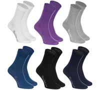 Rainbow Socks - Women Men Colourful Cotton Casual Socks - 6 Pairs - White Purple Grey Navy Blue Black Jeans - Size 4-6