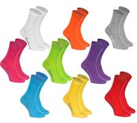 Rainbow Socks - Women Men Colourful Cotton Casual Socks - 9 Pairs - White Purple Grey Orange Red Yellow Turquoise Green Fuchsia - Size 8,5-9,5