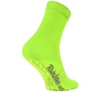 Rainbow Socks - Women Men Colourful Cotton Non Slip Grip Socks ABS - 1 Pair - Green - Size 6,5-8