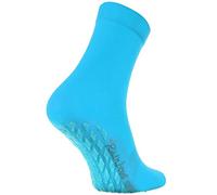 Rainbow Socks - Women Men Colourful Cotton Non Slip Grip Socks ABS - 1 Pair - Turquoise - Size 6,5-8