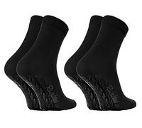 Rainbow Socks - Women Men Colourful Cotton Non Slip Grip Socks ABS - 2 Pairs - Black - Size 10-11,5