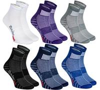 Rainbow Socks - Women Men Colourful Cotton Sneaker Sport Socks - 6 Pairs - White Purple Grey Navy Blue Black Jeans - Size 10-11,5