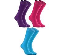 Rainbow Socks - Women Men Colourful Warm Terry Socks - 3 Pairs - Violet Fuchsia Blue - Size 8,5-9,5