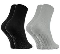 Rainbow Socks - Women Men Cotton Diabetic Elastic Loose Non Slip Socks - 2 Pairs - Black Grey - Size EU 44-46 / UK 10-11.5 / US 11.5-13