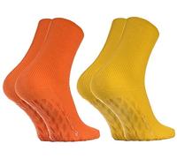 Rainbow Socks - Women Men Cotton Diabetic Elastic Loose Non Slip Socks - 2 Pairs - Yellow Orange - Size EU 42-43 / UK 8.5-9.5 / US 10-11