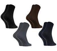 Rainbow Socks - Women Men Cotton Diabetic Elastic Loose Non Slip Socks - 4 Pairs - Black Brown Sky Blue Pewter - Size EU 42-43 / UK 8.5-9.5 / US 10-11