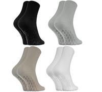 Rainbow Socks - Women Men Cotton Diabetic Elastic Loose Non Slip Socks - 4 Pairs - Black White Beige Grey - Size EU 42-43 / UK 8.5-9.5 / US 10-11