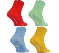 Rainbow Socks - Women Men Cotton Diabetic Elastic Loose Non Slip Socks - 4 Pairs - Red Green Yellow Blue - Size EU 36-38 / UK 4-6 / US 5.5-7