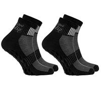 Rainbow Socks - Women Men Cotton Non Slip Grip ABS Sport Socks - 2 Pairs - Black - Size 4-6