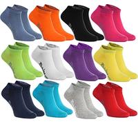 Rainbow Socks - Women Men Cotton Sneaker Low Cut Socks - 12 Pairs - Colourful Multipack - Size 6,5-8