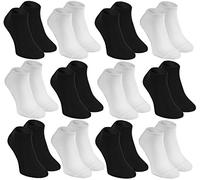 Rainbow Socks - Women Men Low Sneaker Bamboo Socks - 12 Pairs - Black White - Size 4-6
