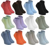 Rainbow Socks - Women Men Low Sneaker Bamboo Socks - 12 Pairs - Multicolor Mix - Size 6,5-8