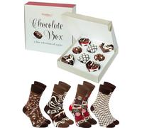 Rainbow Socks - Women Men Novelty Chocolate Box Socks - Original Gift for Chocolate Lovers - Box of Praline Socks - 4 Pairs - Size UK 7.5-11 EU 41-46