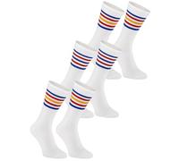 Rainbow Socks - Women Men Retro Comfortable Cotton Socks for Everyday Use - A Set of White Socks With Stripes - 3 Pairs - Size 6.5-8