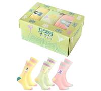 Rainbow Socks - Yoga Socks Box - Women's Girly Pastel Colours Yoga Pilates Funny Socks - Novelty Gift for Teens Girls and Yoga Gymnastics Fans - 3 Pairs - Size UK 7,5-11 EU 41-46