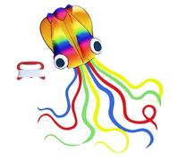 Rainbow Soft Octopus Kites, Long Colorful Tail Easy to Fly Come with Handle and 100 meters Flying String, Great Gift to Boys Girls for Kids Adults Outdoor Activities Beach Park Trip