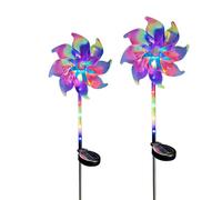 Rainbow Solar Wind Spinner, Lights LED Windmill Garden Stakes (Colorful,2Pcs)