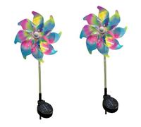 Rainbow Solar Wind Spinner, Lights LED Windmill Garden Stakes (Warm,2Pcs)