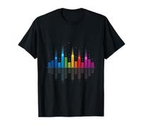 Rainbow Sound Wave City Skyline Music Equalizer T-Shirt