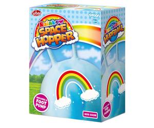 RAINBOW SPACE HOPPER 60CM - INFLATABLE BOUNCY HOPPER TOY FOOT PUMP INCLUDED