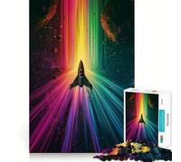 Rainbow Space Rocket 1000 Piece Jigsaw Puzzles for Adults Jigsaw Mind Play Home Pastime Clean Edge Lovely Present (38x26cm)