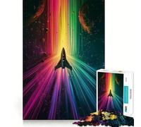 Rainbow Space Rocket Hard Jigsaw Puzzle for Adults 1000 Pieces Improve Memory Relaxed Mind Sharp Edge Stylish Gift (38x52cm)