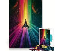 Rainbow Space Rocket Hard Jigsaw Puzzle for Adults 1000 Pieces Pure Logic Toy Home Activity Clean Cut Lovely Gift (50x75cm)