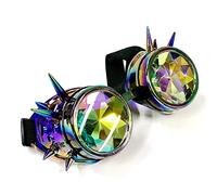 Rainbow Spike Goggles Holographic Fancy Dress Party Rave Accessories Adjustable Multicolored
