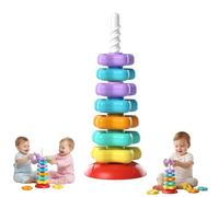 Rainbow Spinning Stacking Toy for Babies - Tower with Rotating Gears & Star Top, Fine Motor Skills & Sensory Development Toy for 6-12 Months & Toddlers, Early Learning Kids Activity