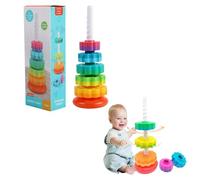 Rainbow Spinning Toy Stacking Ring Spin Gears Baby Montessori Early Educational Learning Toys for Girls Boys