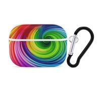 Rainbow Spiral Airpod Pro Case Cover Wireless Earbuds Case Protective Cover with Keychain Compatible with AirPods 1st & 2nd Generation Full Protective, Front LED Visible White