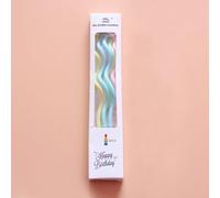 Rainbow Spiral Birthday Candles, Curved Design, Decorative Cake Candles, Multicolour (Iridescent)