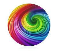 Rainbow Spiral Cutting Board for Kitchen Mini Cheese Chopping Board Round Tempered Glass Chopping Block for Picnic Cutting Pizza Meat Fruit(7.9 Inch)