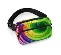 Rainbow Spiral Fanny Pack for Women, Personalized Waist Bag with Multi-Pockets for Men, Belt Bag for Travel, Crossbody Bags with Zipper, Adjustable Bum Bags for Running