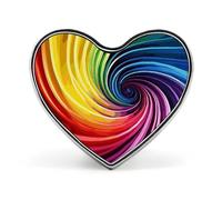 Rainbow Spiral Floral Swan Lapel Pin - Heart Shape Brooch Pins for Men & Women Suit Accessories, 1" Lightweight Enamel Lapel Pins Buttons for Backpacks, Hats, Bags, Lanyards