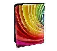 Rainbow Spiral Passport Holder for Travel,RFID Passport Cover Wallet PU Leather Passport Card Holder Case Cute Passport Protector for Women Men