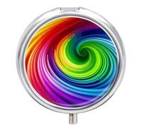 Rainbow Spiral Pill Box Round Portable Small Pill Case Waterproof Travel Pill Box Organizer for Pocket Purse and Daily Convenience