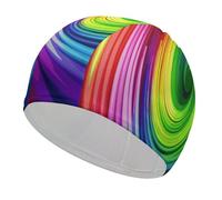 Rainbow Spiral Swim Caps for Long Short Hair, Durable Fabric Swimming Caps for Women Men Non-Slip High Elastic Swim Hats Comfortable Bathing Caps Swimming Hat to Keep Hair Clean