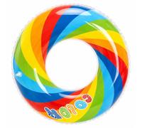 Rainbow Spiral Swim Ring With Colorful Swirl Design, Inflatable Pool Tube