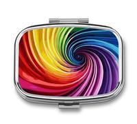 Rainbow Spiral Travel Pill Organizer - Daily Pill Box to Hold Vitamins, Portable Pill Case Cod Liver Oil Storage Box with 2 Compartment for Pocket Purse