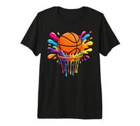 Rainbow Splash Dripping Color Basketball Premium T-Shirt