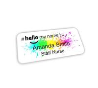 Rainbow Splash Logo Hello My Name is Name Badge 76 x 32 mm Doctor Student Doctor GP Healthcare Assistant Nurse Practitioner Clinical Medical
